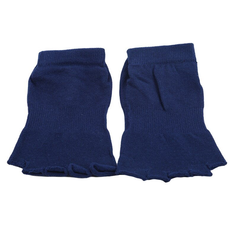 Women Yoga Socks Anti Slip Five Fingers Silicone Non Slip 5 Toe Sock Ballet Gym Fitness Sports Comfort Cotton Socks: dark blue