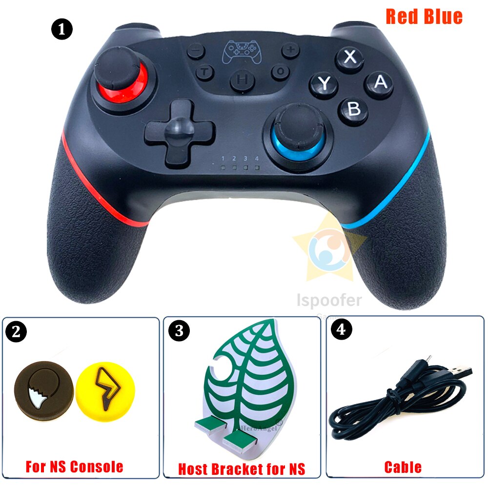 Wireless Bluetooth Gamepad For Nintend Switch Pro NS-Switch Pro Game Joystick Console for Switch Control with 6-Axis Handle: Red Blue 4IN1