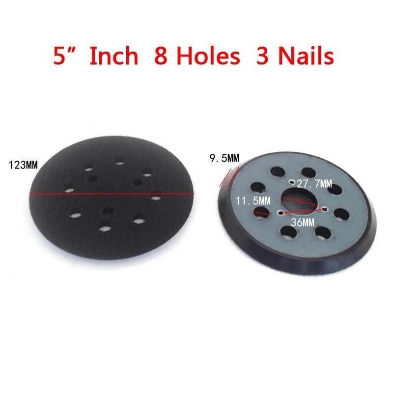 2 Packs 5" Inch 8 Holes Hook Loop Sanding Pads 3 Nails Replacement Backing Plates for Makita Electric Orbital Sanders Polisher