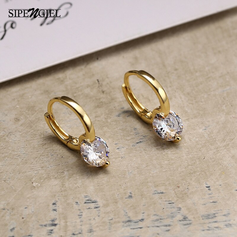 Sipengjel Geometrische Shiny Zirkoon Tiny Oorringen Preety Circle Hoops Oorbellen Voor Vrouwen Partij Sieraden: GOLD