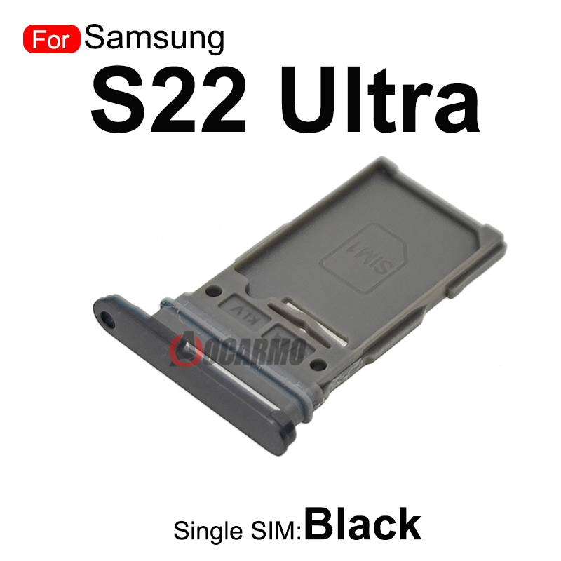 Para Samsung Galaxy S22 Ultra S22U bandeja Sim individual soporte MicroSD de tarjeta Sim Dual pieza de repuesto de ranura Nano: Negro