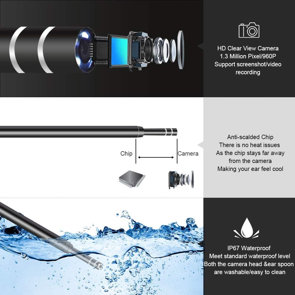 3 in 1 endoskop mini kamera espia 5.5mm linse til android otg/type-c/usb vandtæt led 1.5m øre otoskop inspektion mikro cam