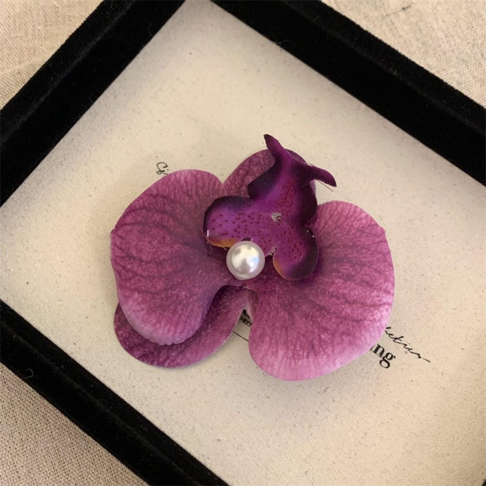 Accesorios para el cabello Clip para el cabello de flores, adorno para el cabello, horquilla de Orquídea rosa, pasadores laterales, tocado, pasadores bohemios: orange