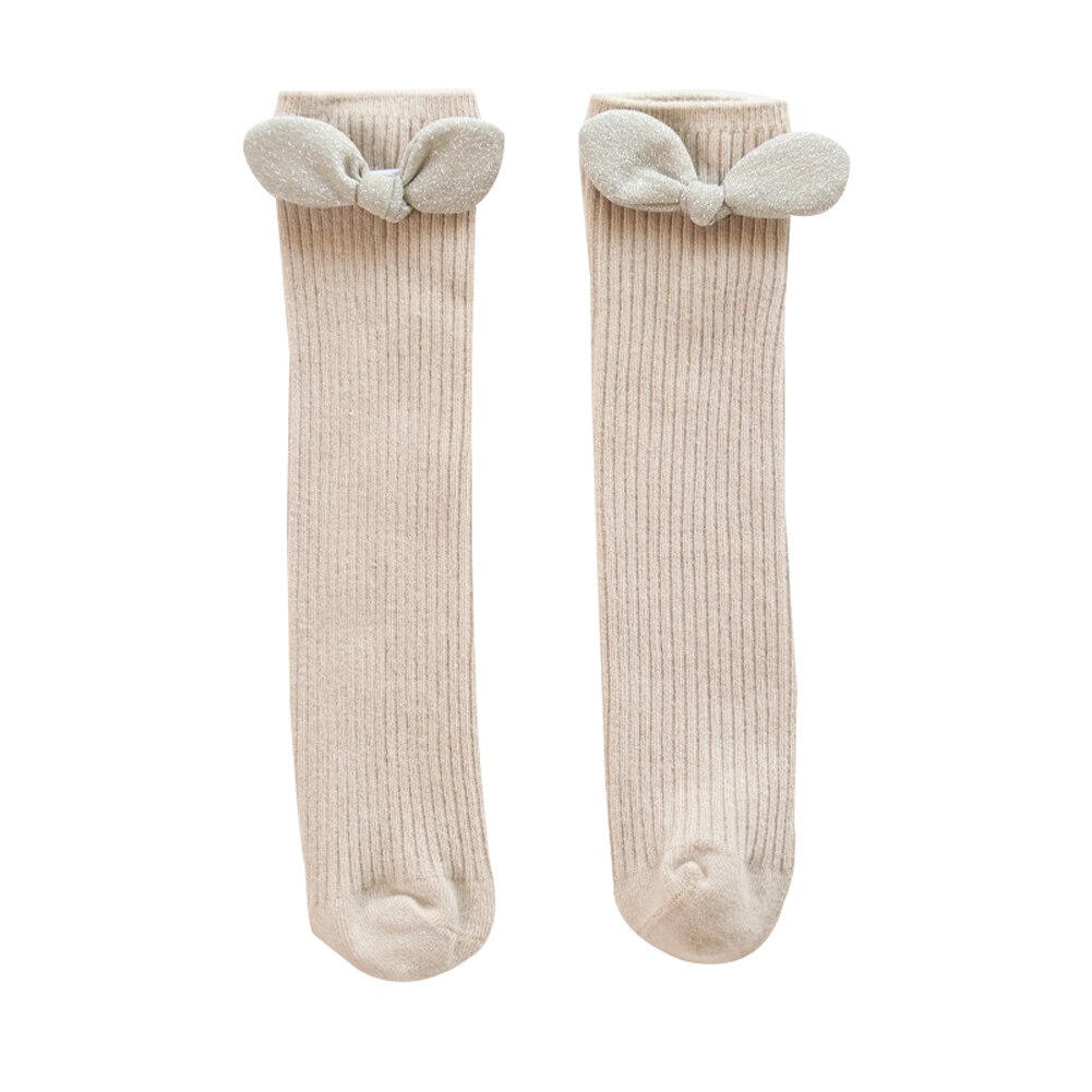 Neue freundlicher Socken Kleinkinder Mädchen Großen Bogen Kniehohe Lange Weiche Baumwolle Rippen Bowknot Herbst Winter Warme Socken Für freundlicher Süssigkeit Farbe: khaki / 1 zu 4T