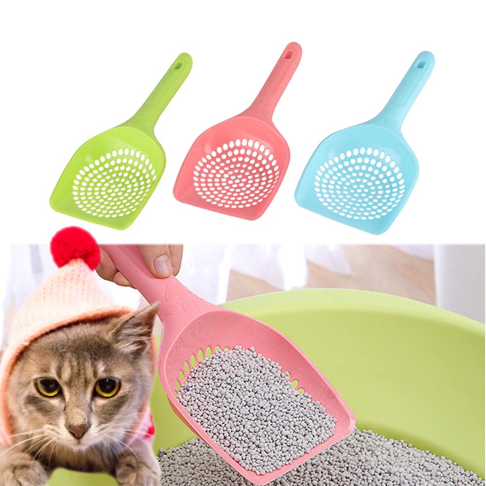 Plast kattekuld skovl kæledyr hul rengøring scoop kat sand sigt rengøringsprodukter hundemad scoops kat toilet træningsværktøj