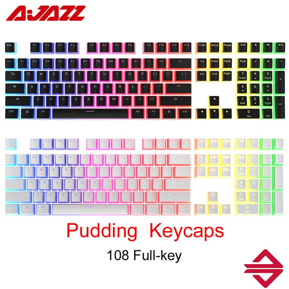 AJAZZ 108 Keys Mechanical Keyboard PBT Pudding Keycaps RGB Backlight Push Button Cover Sublimation Key Cap for Cherry MX Switch