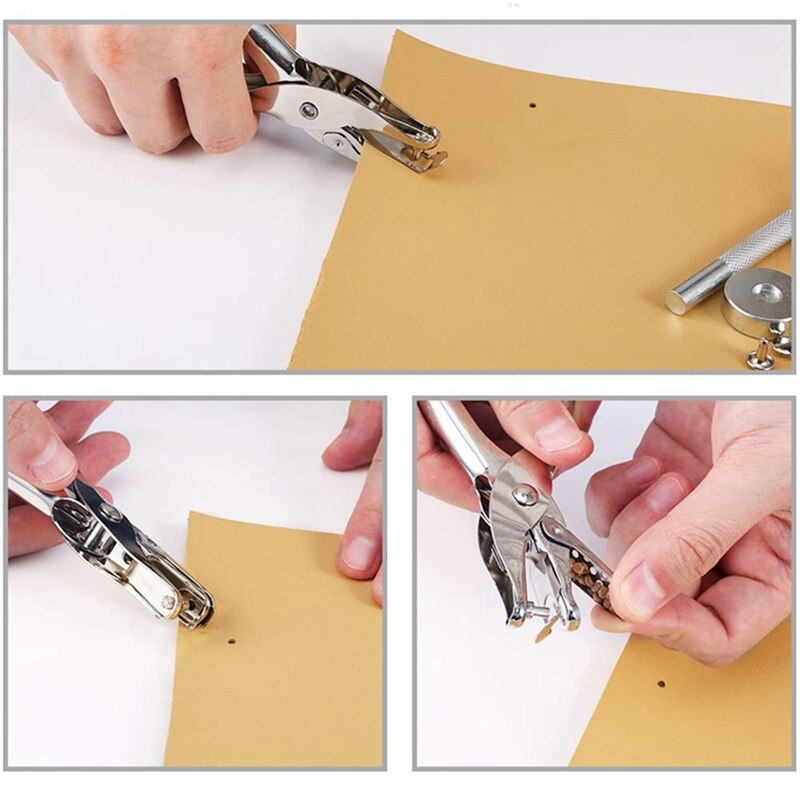 480 stk lærnagler dobbelhette nagler rørformede metallnagler sett med stansetang festeverktøy for gjør-det-selv-skinnnagler rep.