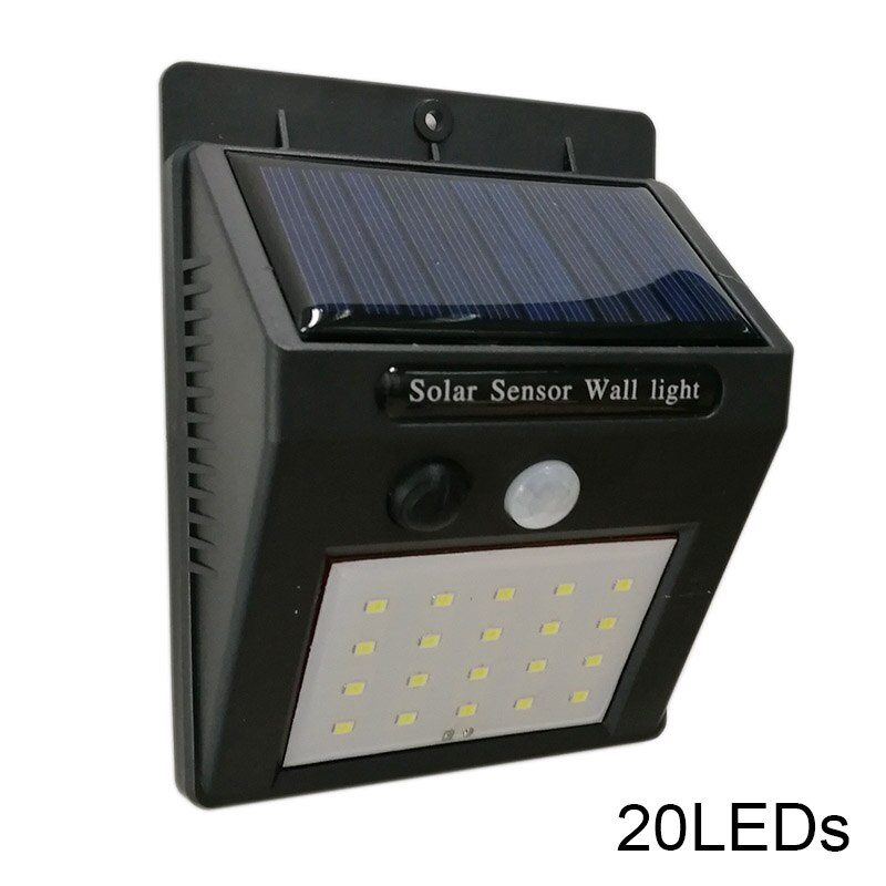 Solar Tuin Licht LED Solar Lamp Motion Sensor Waterdichte Outdoor Verlichting Decoratie Straatverlichting Beveiliging Draadloze Wandlamp: 20LED
