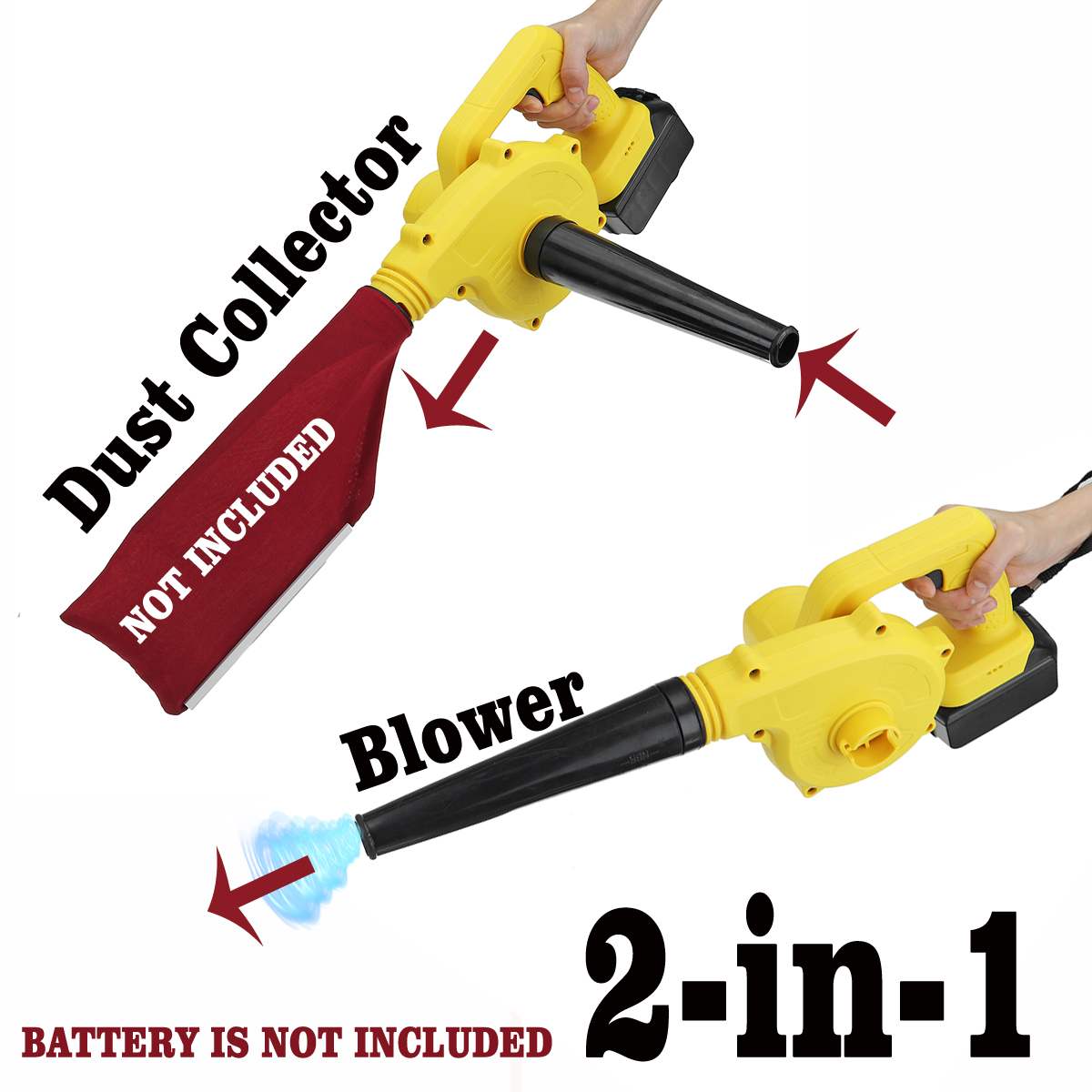 Drillpro soplador de aire eléctrico inalámbrico, soplador de hojas de mano y herramienta de succión de polvo de ordenador CollectorCleaner para batería Makita 18V