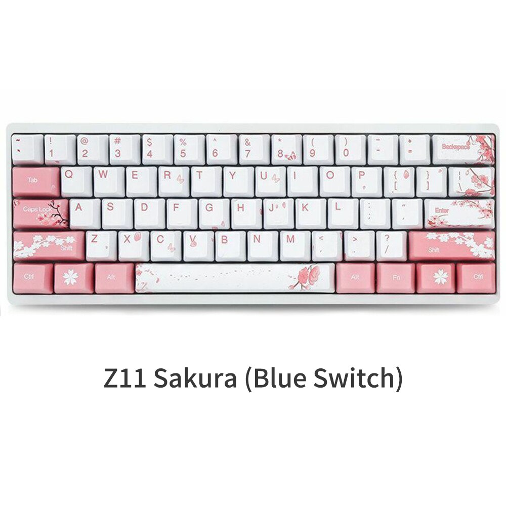 HUO JI E-YOOSO Z-11 Wired 60% Mechanical Keyboard Tenkeyless Anti-Ghosting Linear Blue Switch Led Backlit Removable Cable: Z11 Sakura