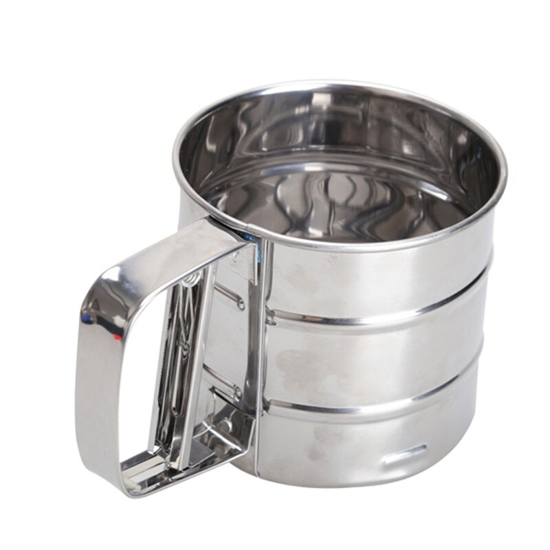 Mesh Flour Sifter Manual Sugar Icing Shaker Stainless Steel Cup Shape Kitchen Tools P7Ding