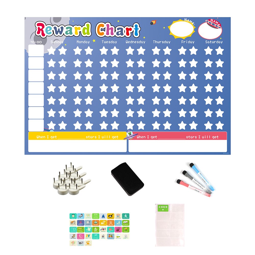 Magnetisk tidsplan kalender hold magneter whiteboard adfærd belønning diagram 40 stk magnetiske gøremål kort børn pædagogisk legetøj: 6040 zlb 15