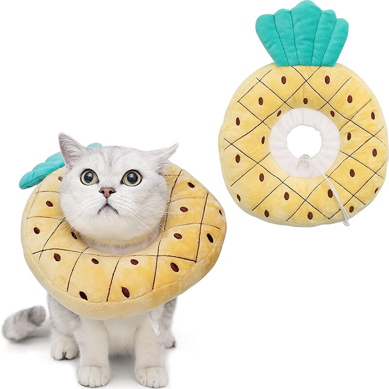 Katze Erholung Kragen Obst Geformt Erholung Einstellbar Baumwolle Mischungen Nacken Verhindern Biss Erholen Haustier Elizabeth Welpen Katze Kegel Kragen: Ananas / Mittel (3-8.5 kg)