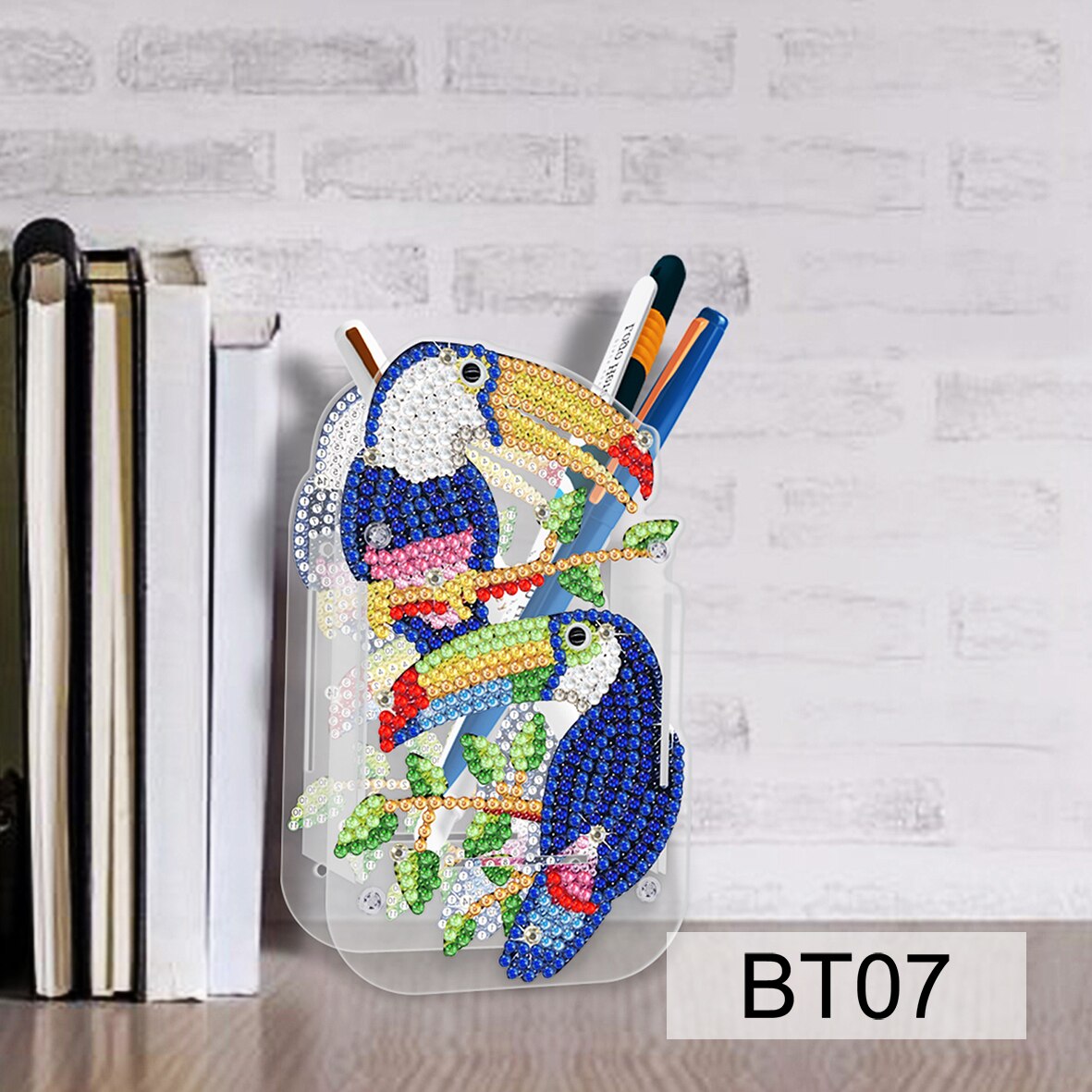 Portalápices con bordado de diamantes para manualidades, adornos de mosaico con forma especial de doble cara, pintura de diamantes, decoración de escritorio de oficina, artesanales: 07