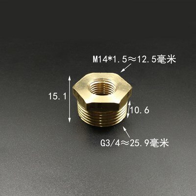 M10x1 M14x1.5 M18x1.5 M20x1.5 1/4'' 1/2'' 3/4'' 1''Thread Pneumatic Pressure Gauge Conversion Adapter Pipe Fittings: M14x1.5-06