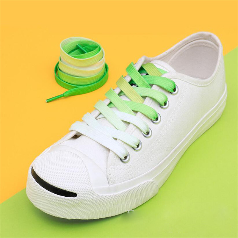 Cordones coloridos a la para zapatillas, cordones de lona de seda con gradiente de caramelo, arcoíris en crecimiento, 1 par: Light Green