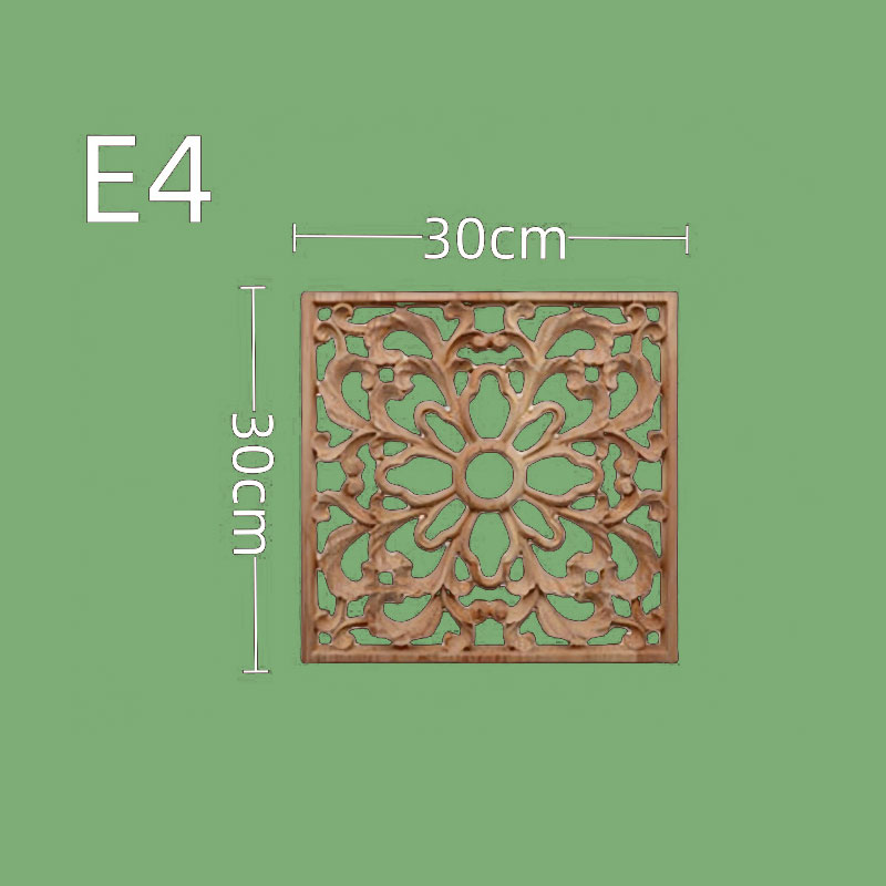 Accessori per mobili intagliati in legno in stile europeo - Sculture cave quadrate in legno massello per porte dell'armadio, cucina e decorazioni per la casa: Brown