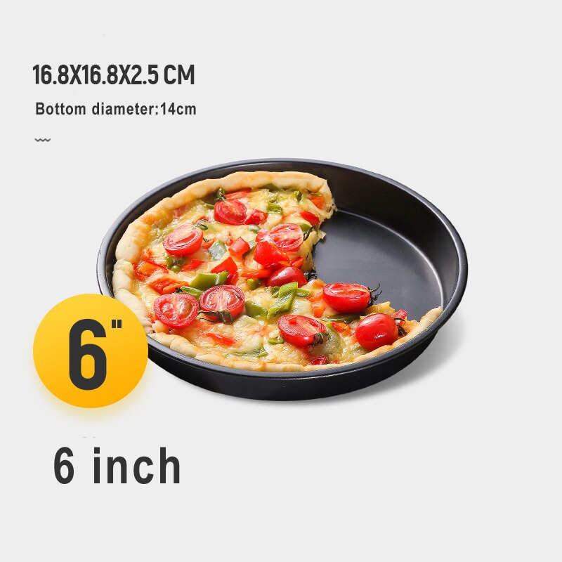 6 7 8 tommer premium non-stick pizza pan bakeware kulstofstål pizza plade rund dyb skål pizza pan bakke skimmel bageværktøj gyh: 6 tommer sort 04