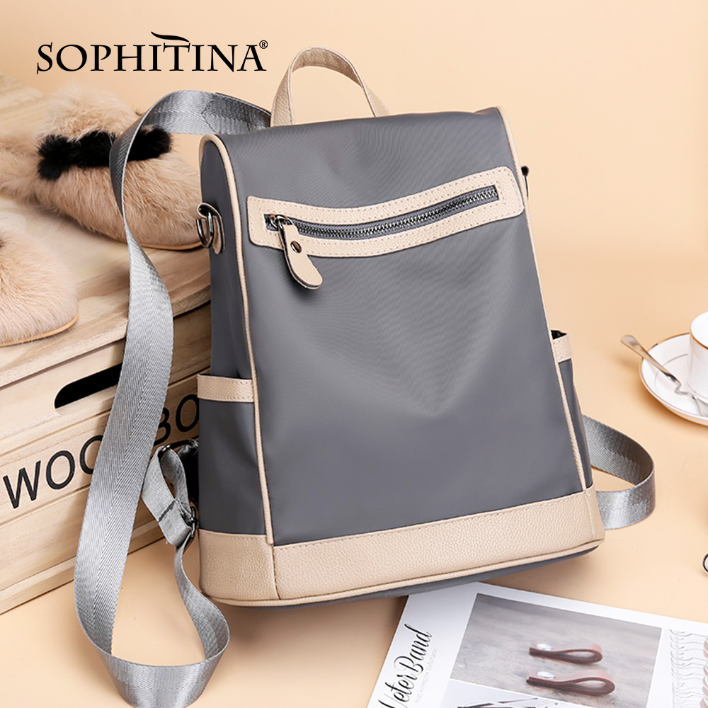 Sophitia moda mochilas feminino versátil mix cor grande capacidade zíper sacos de ombro mulher casual prático bolsas femininas e52