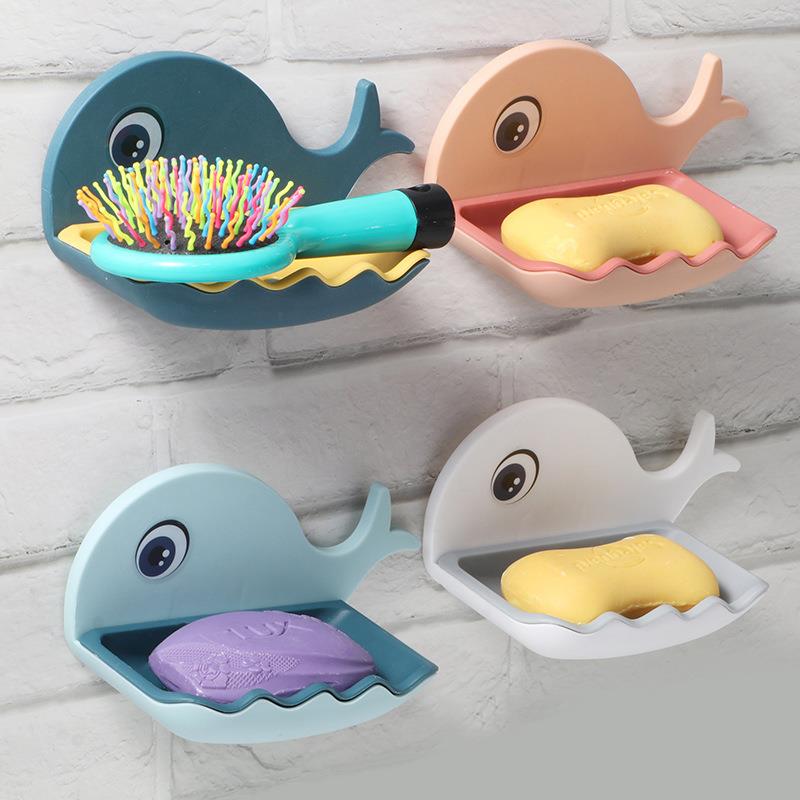 Forma de ballena de la caja de jabón de baño jabón plato bandeja de placa de almacenamiento de baño jabón funda, soporte de baño Baño Gadgets