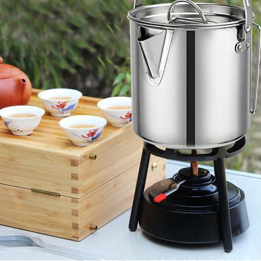 1.2l Outdoor Steel Kettle Folding Camping Hanging Pot Portable Picnic Cookware Suitable For Hiking Camping Trips O2w1