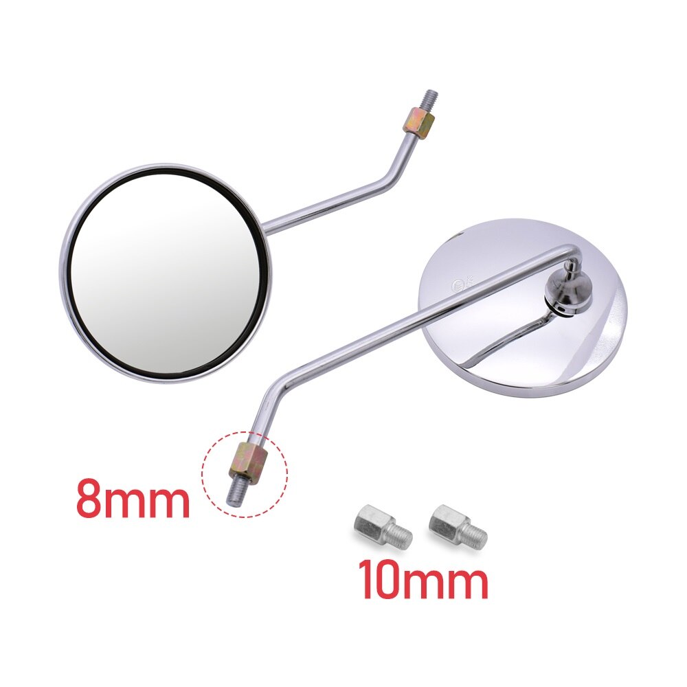 Gran visión Universal retrovisor para motocicleta espejo de la bicicleta eléctrica de 4,3 pulgadas cromo espejo redondo Moto espejos laterales: Default Title