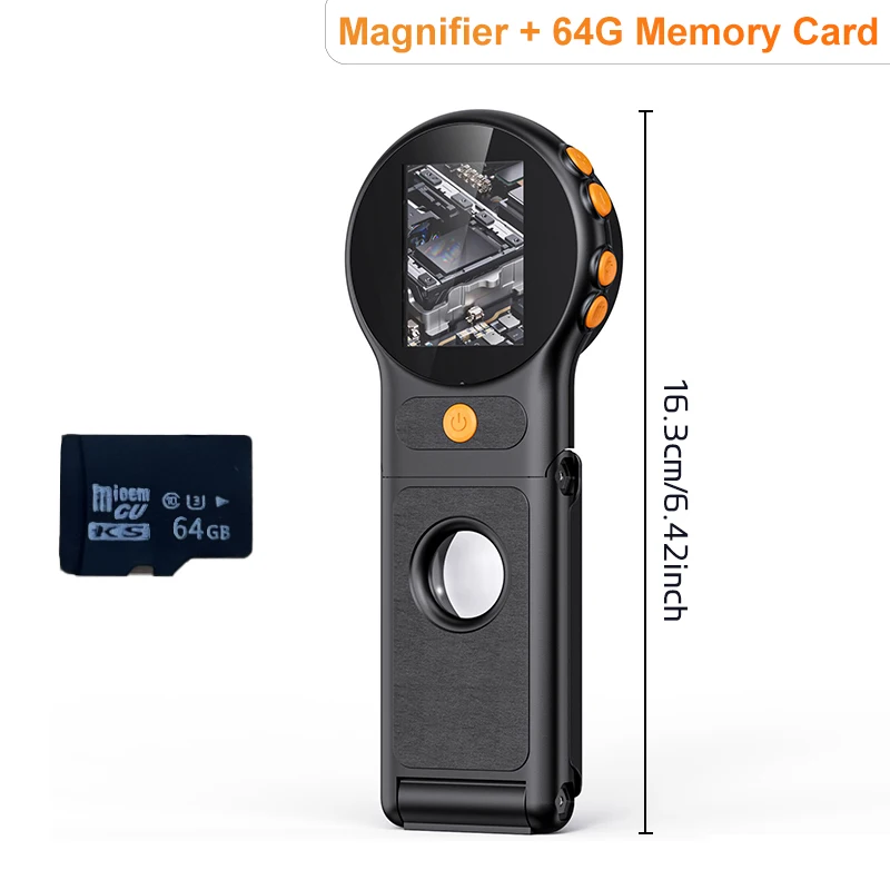 500X Portable Digital Folding Microscope Magnifier 2.0 inch 1080P Video Magnifying Glass with 2 Megapixel 8 Leds for Jewellery: Gold