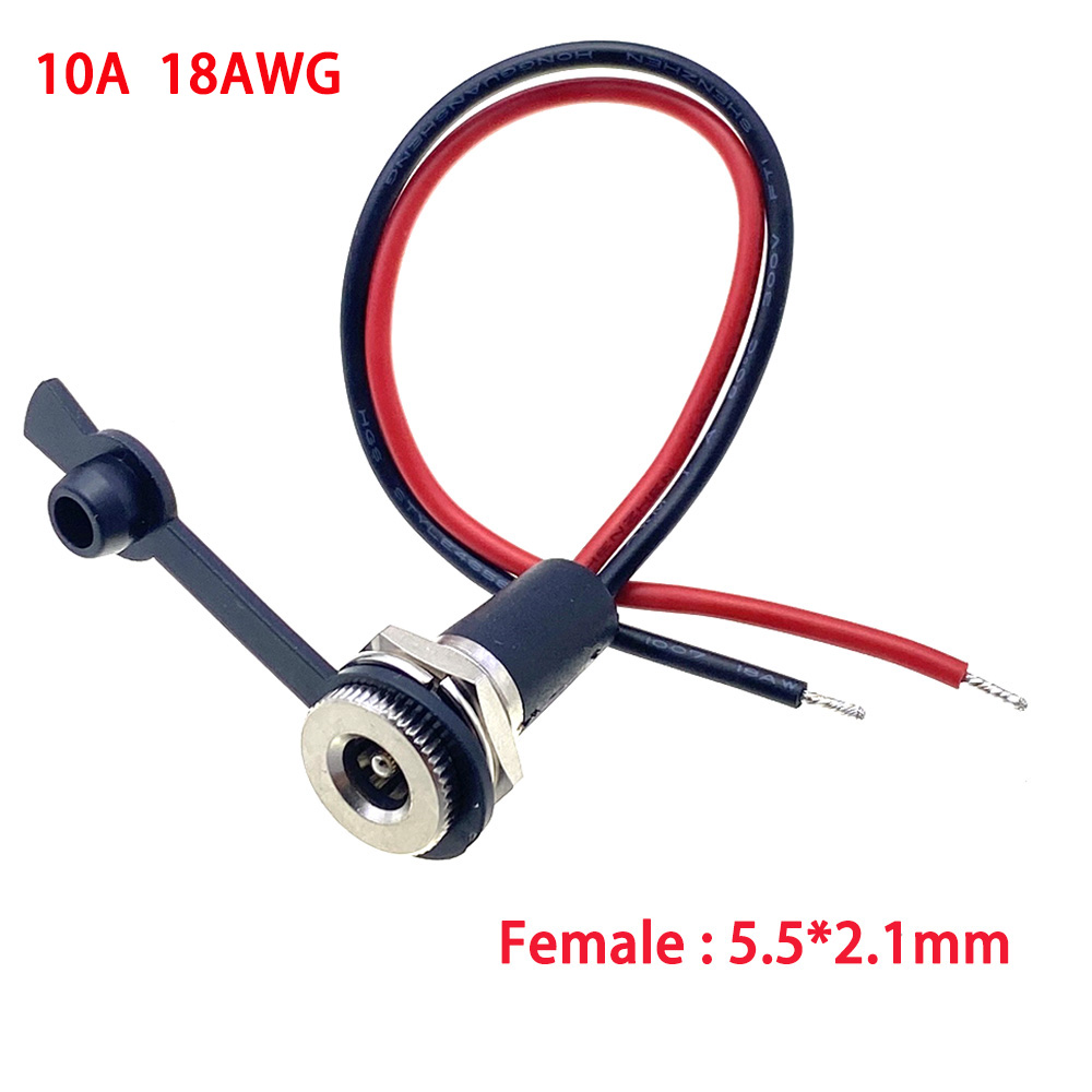 Battery DC Power plug connector for diy dc waterproof jack connector 5.5 X 2.1 mm 5.5X2.5mm with Wire Turmera: army green / 5-9Pcs