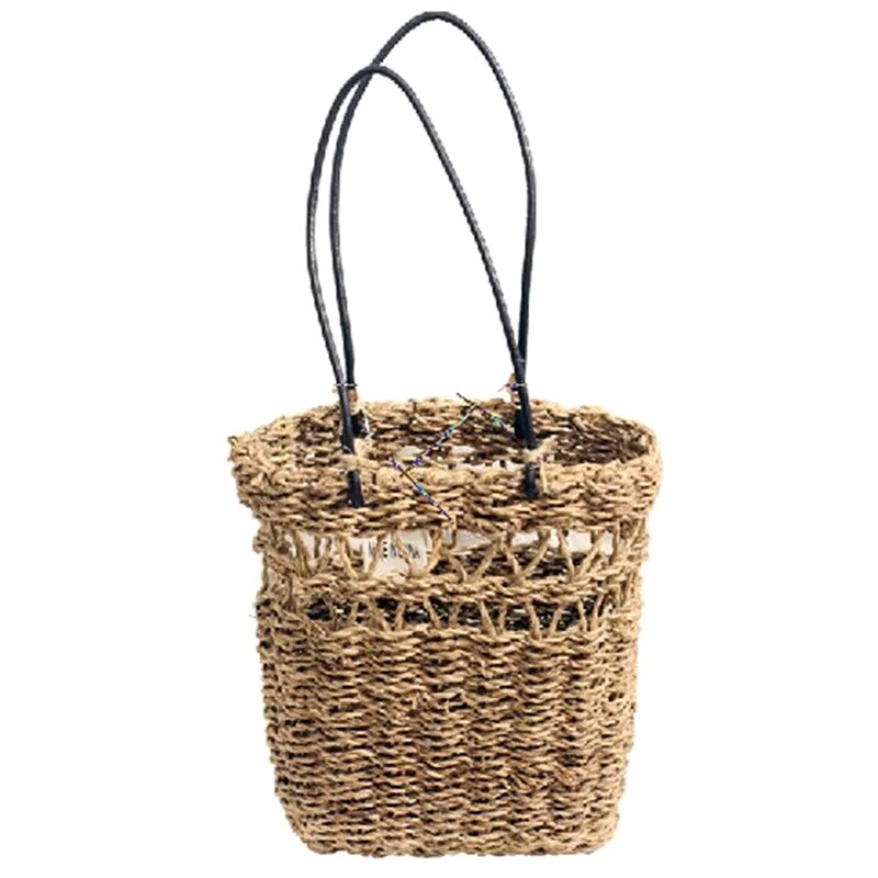 Best Hand-Woven Seagrass Storage Basket Nordic Simple Fruit Gardening Wall Hanging Flower Pot Planter Storage Baskets: Default Title
