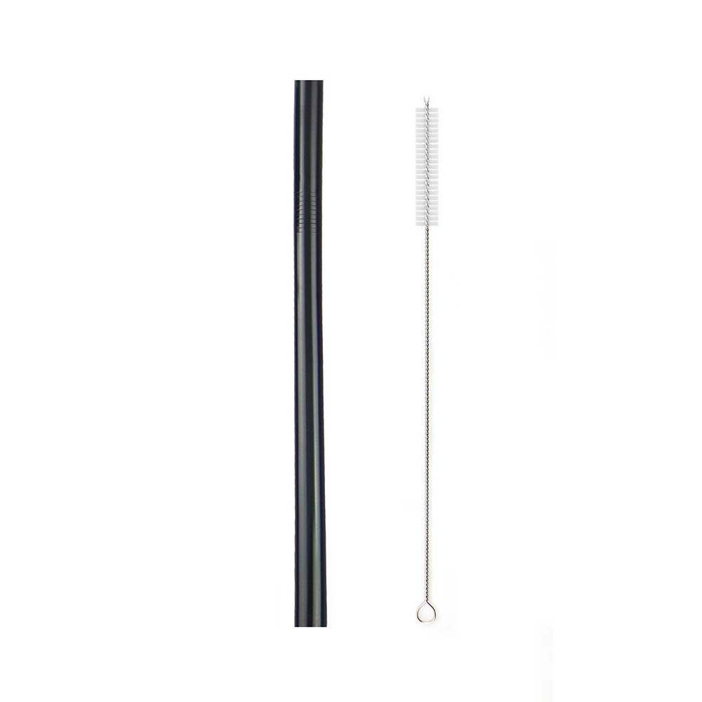 JANKNG 12mm Extra Wide Straws 10 Colors Bubble Tea Reusable Straws 304 Stainless Steel Milkshake Drinking Pink Green Straw Set: Straight Black