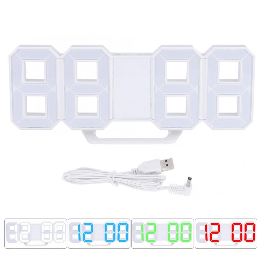LED Digital Clock Bedroom Desktop Snooze Alarm Clock Home Decoration White Shell