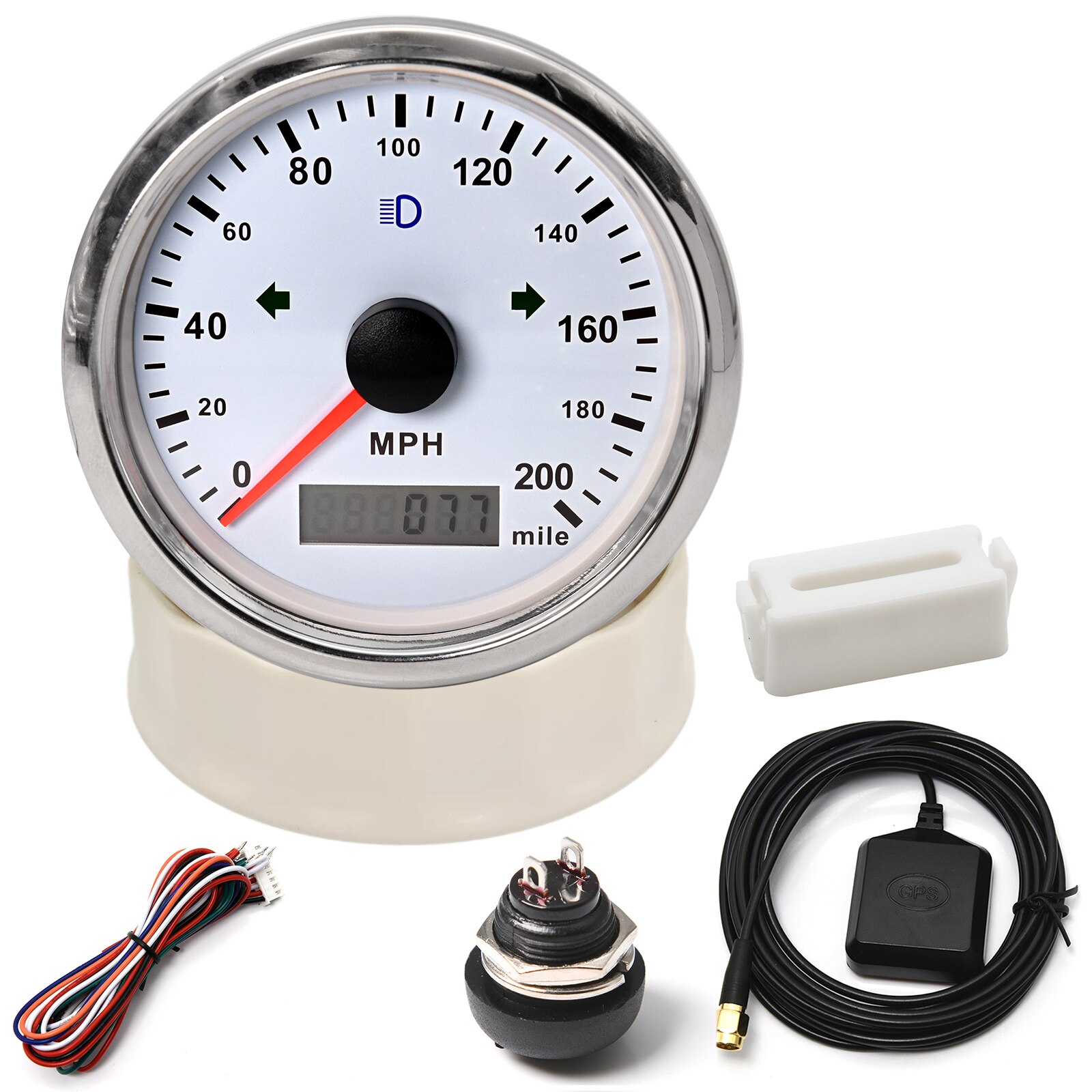 Waterproof 85mm GPS Speedometer 125/160/200(km/h/MPH) for Car Snowmobile Motorcycle ATV UTV Total Mileage Adjustable 12V 24V: 200M-WS