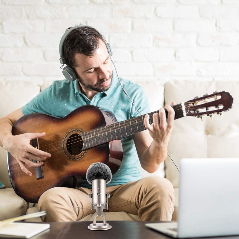 Mic Cover Sponge Microphone Windscreen For Blue Yeti, Yeti Pro Condenser Microphone (Sponge And Furry Windscreen, 2 Pack)