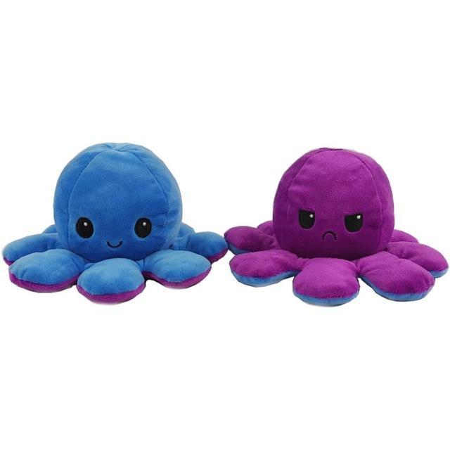 Flip two-sided Octopus Plush Stuffed Doll Toy Different Sides To Show Different Moods Soft Simulation Octopus Plush Toy For Kids: 07