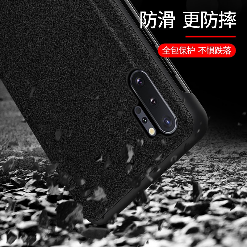 Clear View Smart Spiegel Venster Flip Case Voor Samsung Galaxy Note 10 Pro Plus 3D Stand Leather Back cover Note10 Plus +