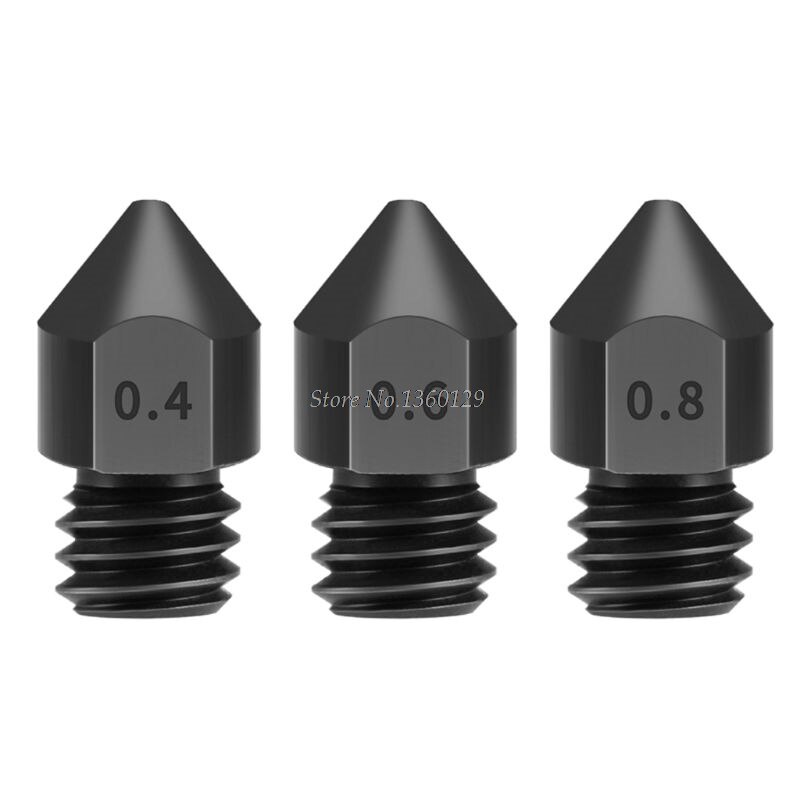 Reprap MK6 Hardened Steel Nozzle 1.75mm 0.2mm/0.3mm/0.4mm/0.5mm/0.6mm/1.0mm for Ender 3 CR10 CR10S hotend Whosale
