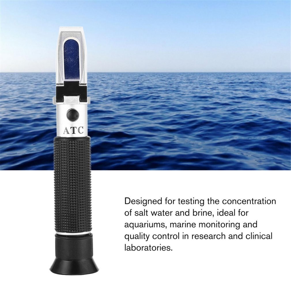 Dual Scale Sea Water Salinity Refractometer Meter Salimeter 0~10% Measurement Tool for Aquarium Seawater Monitoring