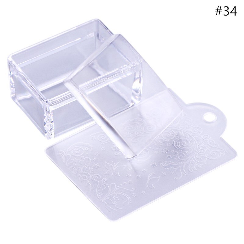 1Pc Silicone Head Nail Art Stamper Scraper Clear Jelly Silicone Stamper for Nail Stamping Plate Scraper Nail Art Tools: 34