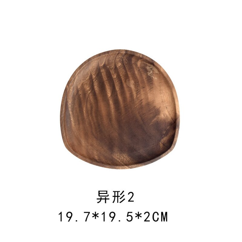 Whole Wood lovesickness Wood Irregular Oval Solid Wood Pan Plate Fruit Dishes Saucer Tea Tray Dessert Dinner Plate Tableware Set: 19.7cm19.5cm