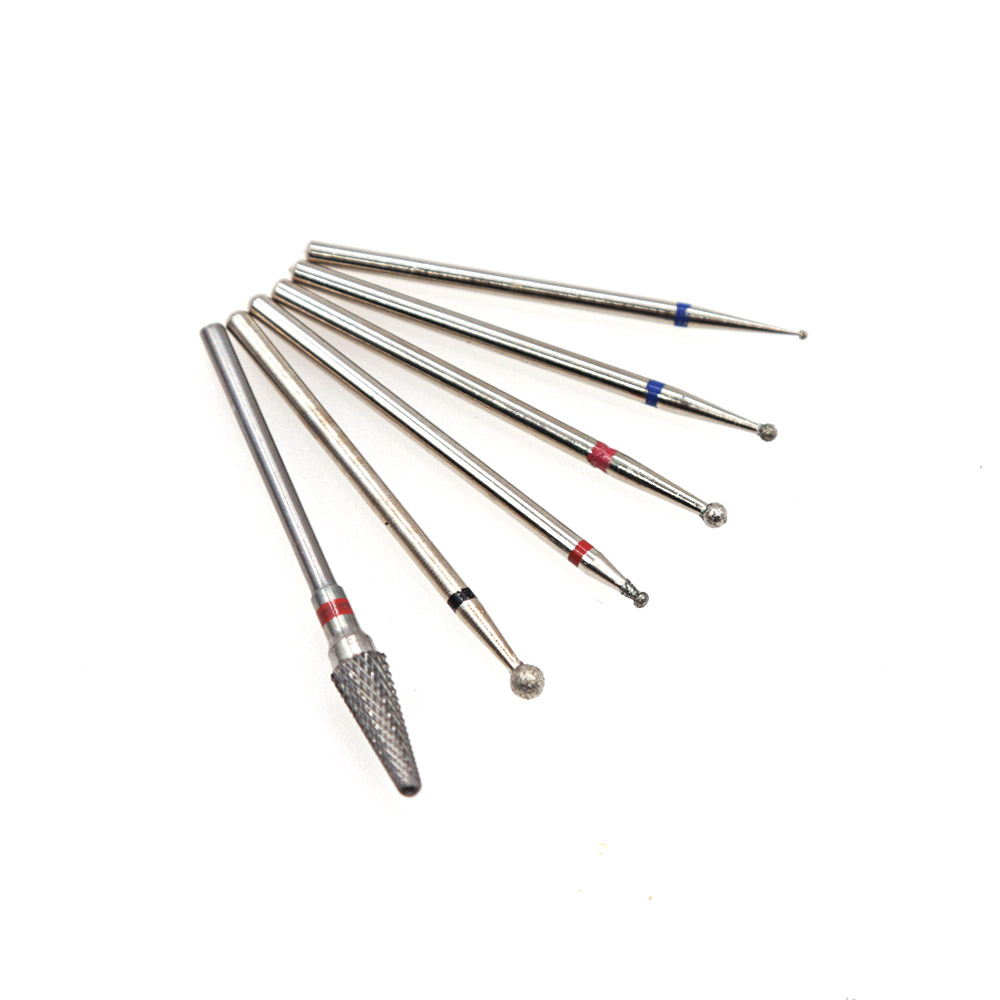 6 Stuks Nail Drill Bit Set Diamond Keramische Nozzle Voor Manicure Elektrische Frees Voor Manicure Machine Frees Voor nail: Donker Kaki