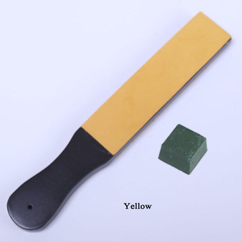 Wuta tre dobbel side lær kniv slipe stropp verktøy barberhøvel poleringsbrett med poleringsblanding og lær 7 farger tilgjengelig: Gul