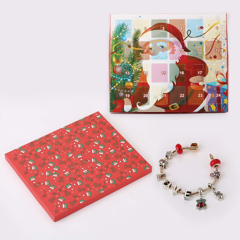 Julesmykker adventskalender for barn gjør-det-selv sjarm armbånd halskjede barn jul bursdagsboks