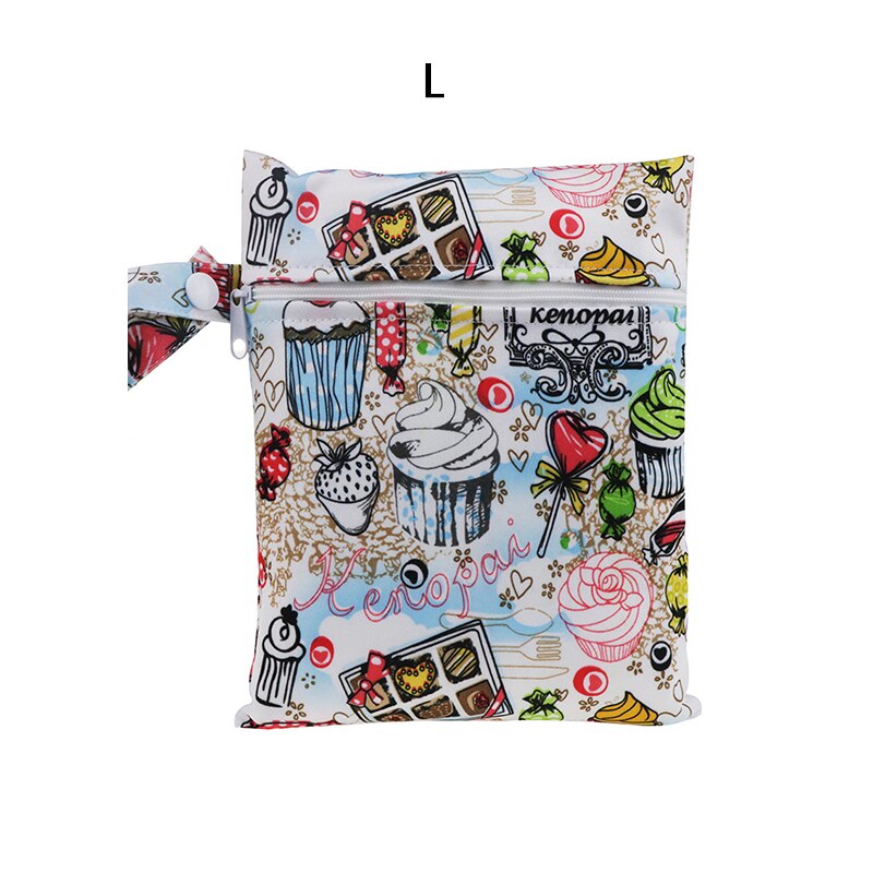 Printed pocket diaper bag waterproof reusable wet bag PUL travel wet dry bag minimum size 25x20cm diaper bag: L