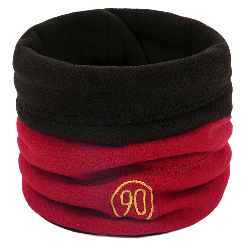 Unisex Winter Scarf Women Solid Color Warmer Ring Scarves Men Casual Outdoor Cycling Warm Neck Collars Scarf: Red Black