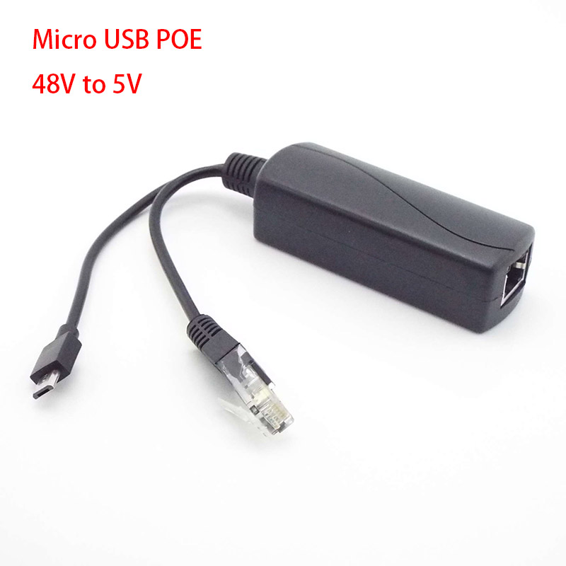 Divisor PoE de 48V a 5V/12V, 5v POE, Micro USB tpye-C, fuente de alimentación CC sobre Ethernet, divisor POE activo tpye-C para Raspberry Pi
