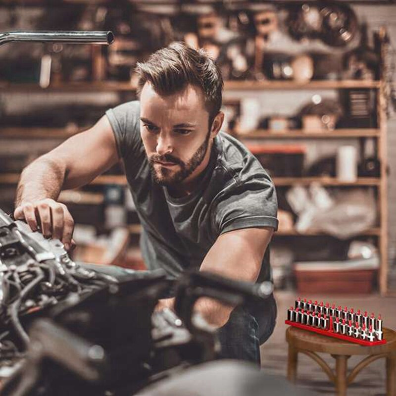 Socket Organizer Tray 3 PC 3 Row Trays SAE Socket Holder 1/4, 3/8, 1/2-Inch Drive Tool Box Organizer