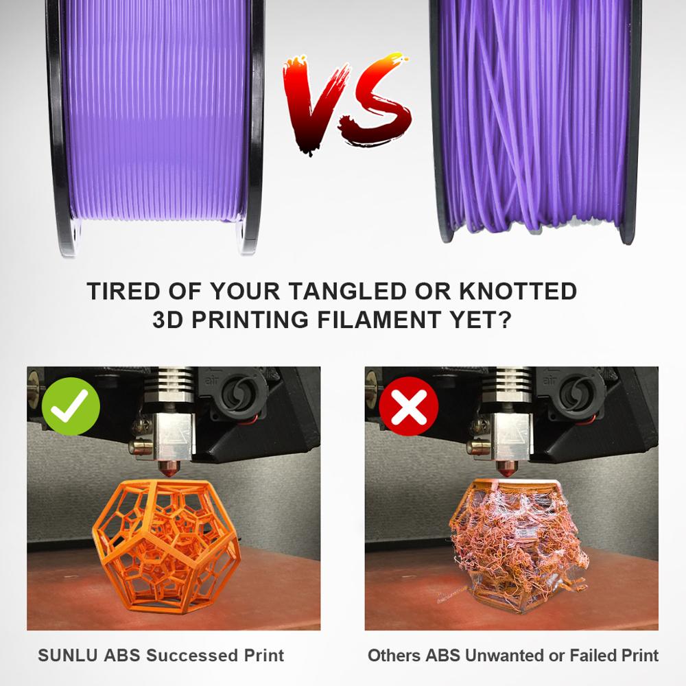 ABS 3D Printer Filament 1kg 1.75mm Tolerance +/-0.02mm 350m/Roll Printing Material 100% No Bubble Eco-friendly Good Strength