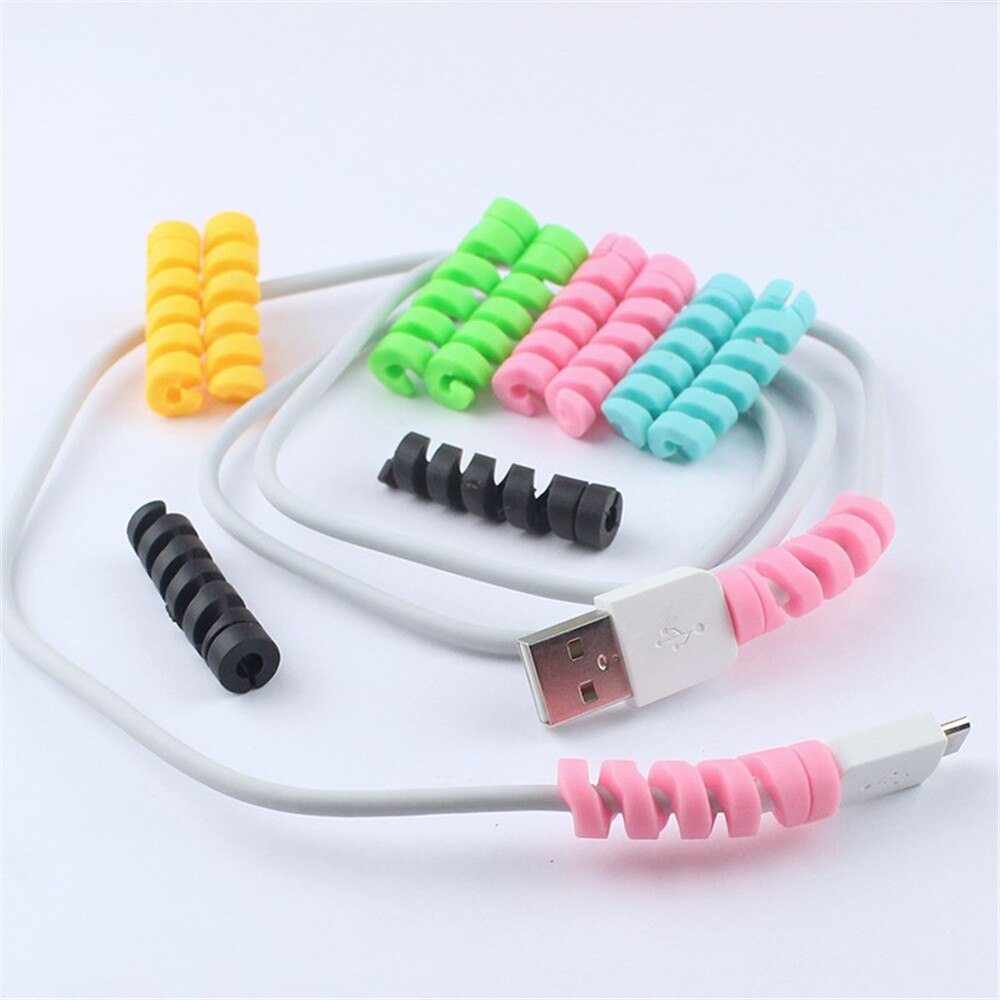 10pcs Spiral Cable Protector Desk Set Earphone Cable Organizer Wire Data Line Holder Winder Wrap Cord Desk Accessories Papeleria