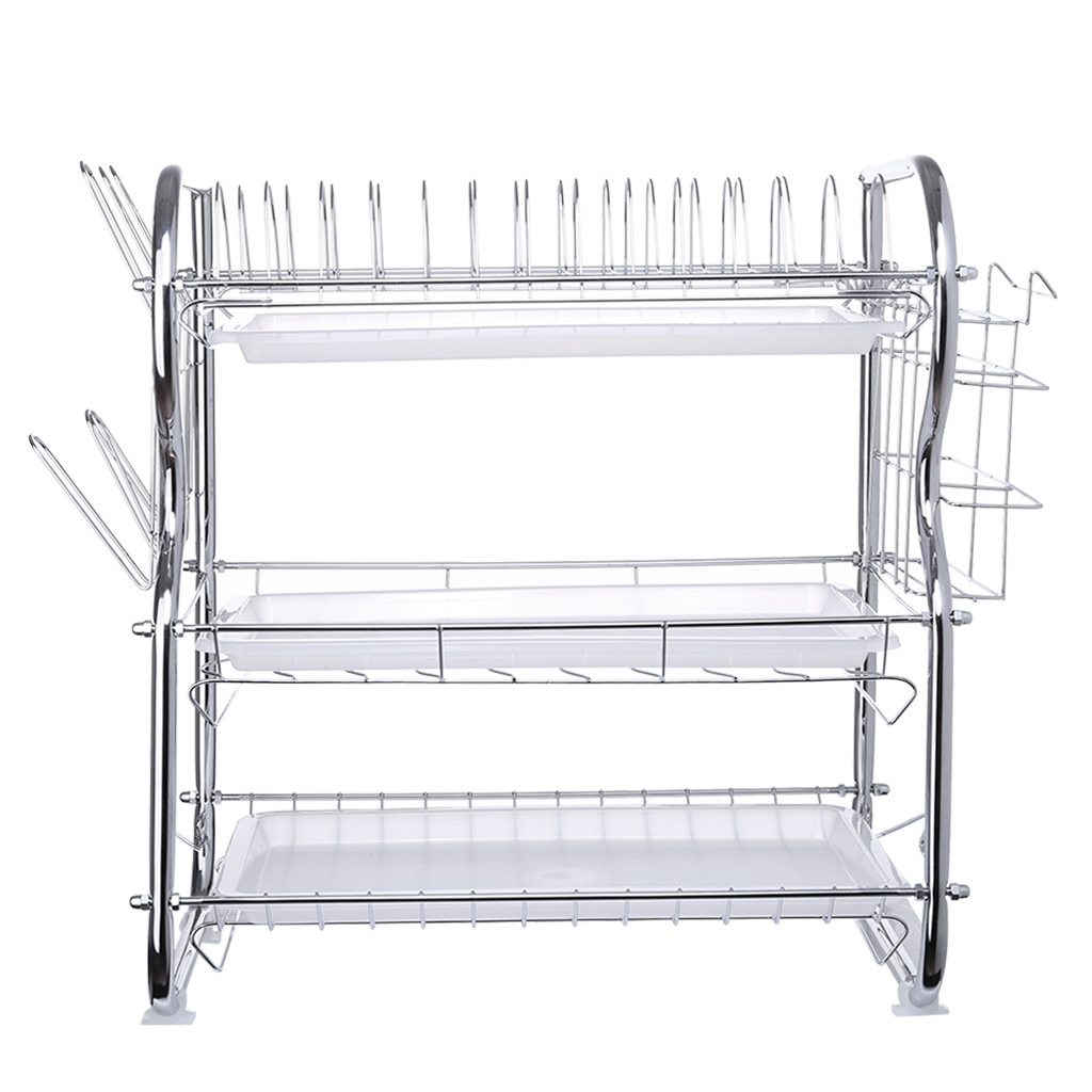 3-Tier Dish Drying The Goods For Kitchen Storage Rack Fridge Side Shelf Layer With Wheels Bathroom Organizer Shelf Gap Holder