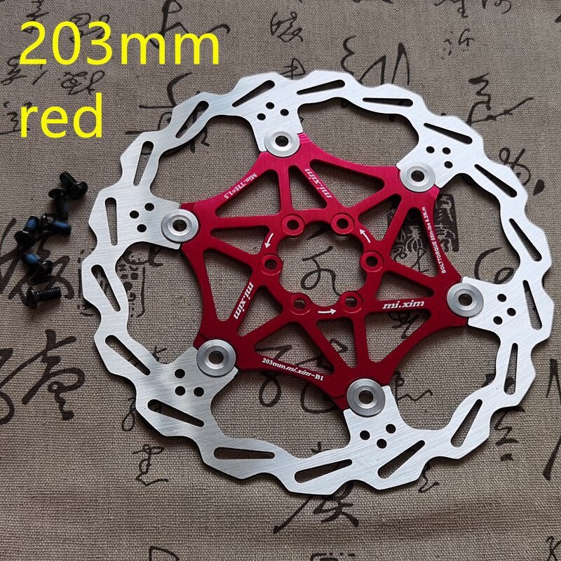 Polkupyörän jarru 160mm/180mm/203mm levyjarru mtb dh levyroottorit hydrauliset jarrupalat kelluvat moniväriset jarrupalat polkupyörän osat: 203mm punaista